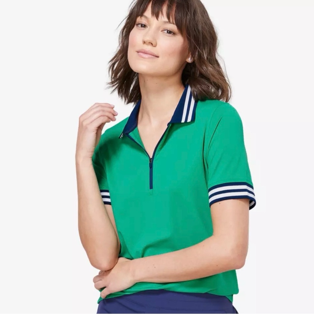 Vineyard Vines Palmero Zip Short Sleeve Golf Polo Shirt Performance Sz Large